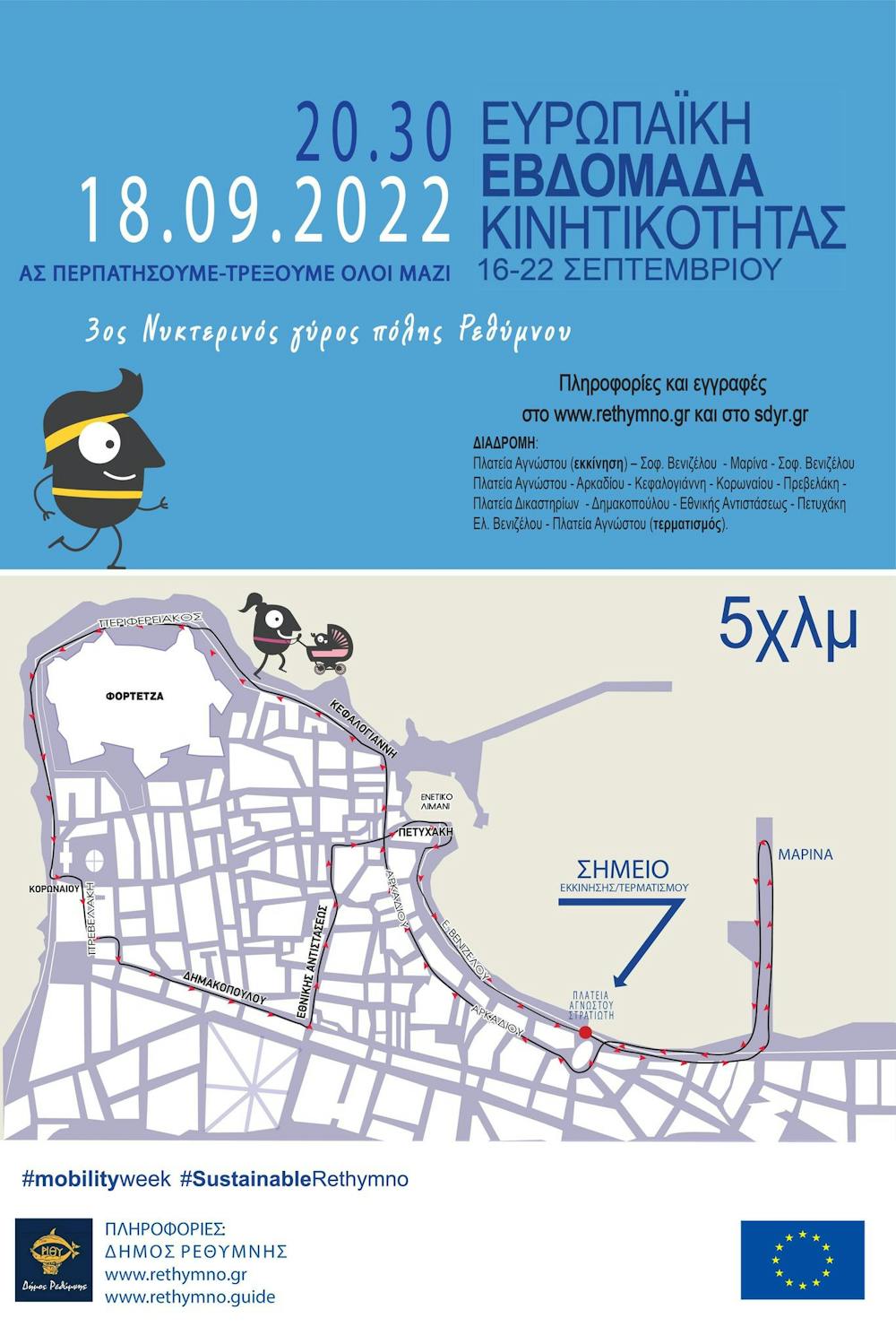 Επιστρέφει ο Νυχτερινός Αγώνας Δρόμου Ρεθύμνου, στο πλαίσιο της Ευρωπαϊκής Εβδομάδας Κινητικότητας runbeat.gr